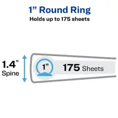 Avery Economy View 3 Ring Binders, 1 Inch Round Rings, 4 White Binders (46042)