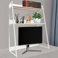 YIYIBYUS Desktop Bookshelf 2-Tier Desktop Hutch for Computer Desk