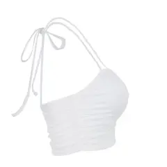 Women's Cropped Halter Top - Lucent White
