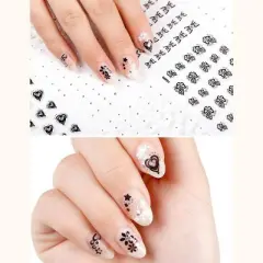 Wrapables Sparkly Black & White Flower Nail Art Sparkle Flower Nail Stickers (24 sheets)