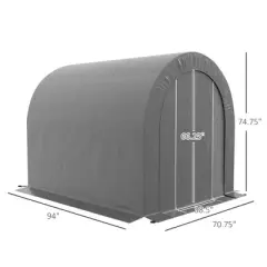 Resenkos Galvanized Metal 6' x 8' Outdoor Storage Tent, Heavy Duty and Waterproof Portable Shed Dark Gray