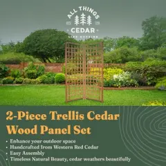 All Things Cedar 2-Piece" Outdoor Single Trellis Handcrafted for Climbing Plants with Snug-Fitting Parts and Sanded Finish for Patio Privacy Screens