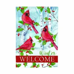 Evergreen Winter Visit Suede Garden Flag 12 x 18 Inches Indoor Outdoor Decor