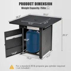 Tangkula 28" Gas Fire Pit Table, 50,000 BTU Auto-Ignition Propane Fire Pit Table, Outdoor Fire Table with Lid Suitable Black