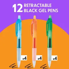 BIC Intensity Clic Black Gel Pens, Medium Point (0.7mm), 12-Count Pack, Retractable Gel Pens With Comfortable Grip (Packaging May Vary)
