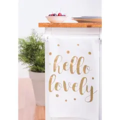 C&F Home Gold Glamourous Glam "Hello Lovely" Printed Valentine's Day Kitchen Dishtowel