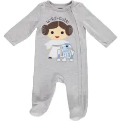 Star Wars Princess Leia R2-D2 Baby Girls 2 Pack Zip Up Sleep N' Play Coveralls Newborn to Infant