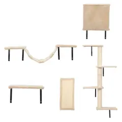 DOMETOUR 5 Pcs Wall Mounted Cat Climber Set, Floating Cat Shelves and Perches, Cat Activity Tree with Scratching Posts