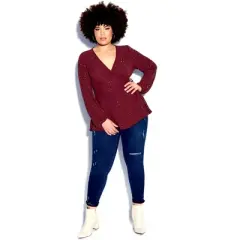 Women's Plus Size Bling Flirt Top - ruby | CITY CHIC