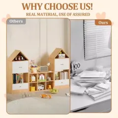Kids Bookshelf And Toy Storage Organizer, Playful House-Shaped Children Bookcase Display Rack, For Nursery, Playroom, Living Room, Easy Assembly