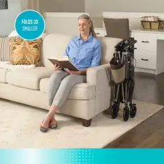 Signature Life Elite Travel Rollator, Lightweight 4-Wheel Folding Walker with Seat