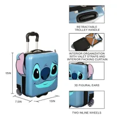 Lilo & Stitch Stitch Character Face Blue 15&rdquo; Novelty Luggage