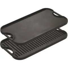 Attop 20 x 10.44 Inch Reversible Cast Iron Grill/Griddle &ndash; Double Burner Cookware