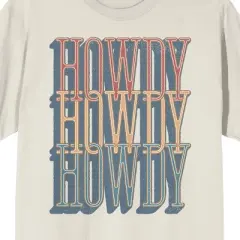 Western Howdy Repeat Text Crew Neck Short Sleeve Tofu Unisex Adult T-shirt