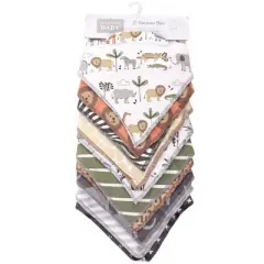 Hudson Baby Infant Boy Cotton Fleece Bandana Bibs 10pk, Safari, One Size
