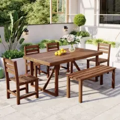 Whisen High-quality Acacia Wood Outdoor Table and Chair Set, Suitable for Patio, Balcony, Backyard