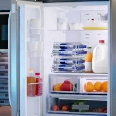 Sorbus Set of 2 Water Bottle Organizer Bins with Lids - Can and Bottle Holder Drink Dispenser - for Fridge, Pantry, Kitchen Organization and Storage