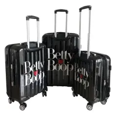 Betty Boop 3 Pieces Hard Luggage  Set 20'', 24'' & 28" With Spinner Wheels, Combination Lock & Expandable Interior Space