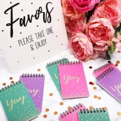 Paper Junkie 12-Pack Gold Foil Yay Confetti Spiral Lined Notebooks Journals (5.3 x 3 in, 50 Sheets, 3 Colors)