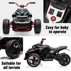 12V 3 Wheeler Ride On ATV Electric Motorcycle, Battery Powered Electric Vehicle w/Led Lights