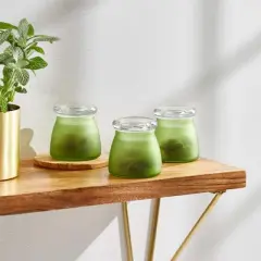 Libbey BudShield Green Storage Jar with Lid, 4.5-ounce, Set of 3