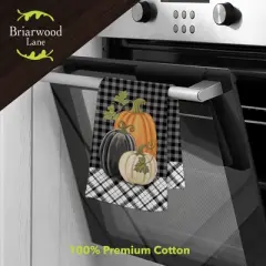 Briarwood Lane Fall Hand Towel 26x18 Checkered Pumpkins For Fall Hand Towel