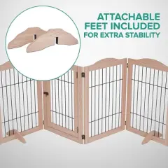 Arf Pets 30.5" Tall Freestanding 4-Panel Folding Dog Gate - Walnut
