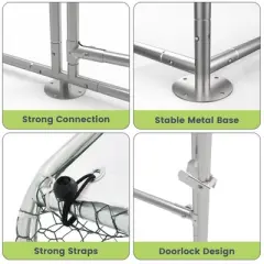 Chicken Coop, 13.1ft Large Metal Chicken Run with Cover - Spire Roof, Lock for Outdoor Backyard Farm, Duck Rabbit