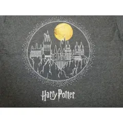 Harry Potter Hogwarts Castle Moonlight Line Art Boy's Charcoal Heather Tshirt