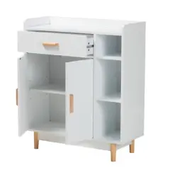 Russell Two-Tone Wood 2 Door Sideboard White/Oak Brown - Baxton Studio