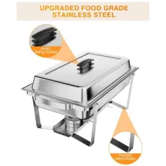 Stainless Steel Chafing Dishes for Buffet - Rectangular Buffet Servers with Lids, Ideal for Catering, Parties, Dinners & Kitchen Use, Silver