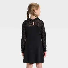Girls' Long Sleeve Spider Web Halloween Dress - Cat & Jack&trade; Black
