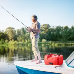 VEVOR Boat Fuel Tank Portable Marine Outboard Gas Tank 3.17 Gallon/12L with Hose, Red