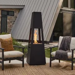 Ferro Chiminea With Hidden Propane Tank in Black by Real Flame