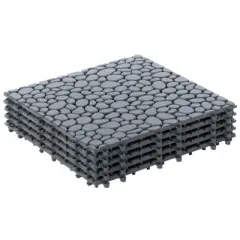 Gardenised Interlocking Cobbled Stone Look Garden Pathway Tiles, Decorative Floor Grass Pavers Anti- Slip Mat, 5 pack