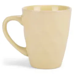 Elanze Designs Dimpled Yellow 12 ounce Glossy Ceramic Mugs Matching Set of 4