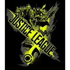 Justice League Movie Neon Green Banner Black T-shirt Toddler Boy to Youth Boy