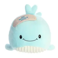 Aurora Medium Get Whale Soon JUST SAYIN' Witty Stuffed Animal Blue 10"