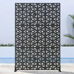 Dovelina Metal Outdoor Privacy Screen Freestanding Patio Decorative Screens - 72"x47",Black, Gavin