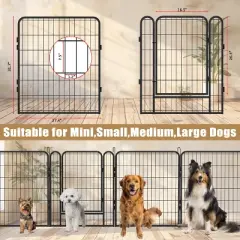 Akoasm 31.7 inch 16 Panels Heavy Duty Metal Dog Fence For All Sizes Dogs-Black