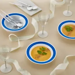 Elegant Disposable Plates For Party - (10 Piece) Heavy Duty Disposable Soup Plates 12oz., Jubilant - Blue