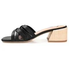 Journee Collection Womens Moree Open Square Toe Block Heel Sandals Black 11
