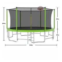 DSVIMOY Trampoline, Kids&Adults Trampoline with Heighten Net, Indoor Outdoor Recreational Trampoline, Green, 179.02"*179.02"*107.87"