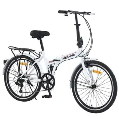 Gulches City Folding Bike 24inch, steel frame, 7speed Shimano gear system, dual V-brakes, 24inch&times;1.5inch black anti-slip tires