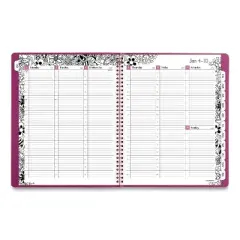 Floradoodle Weekly/Monthly Professional Planner, Floral Artwork, 11 x 8.5, Black/White Cover, 12-Month (Jan-Dec): 2026