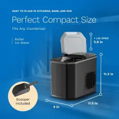 hOmeLabs Countertop Ice Maker &ndash; 2 Ice Sizes, 26 lbs/Day, Self-Cleaning &ndash; Includes Ice Scoop & 5 Ice Bags &ndash; Black Portable Ice Maker for Home & Kitchen