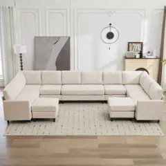 Hyleory Spacious 12-Seater U-Shaped Modular Sofa with Ottomans,Relaxed Style, Reconfigurable Design