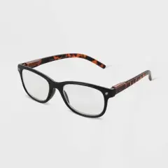 Women's Tortoise Print Gloss Plastic Square Blue Light Filtering Reading Glasses - Universal Thread&trade; Black