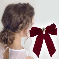 Unique Bargains Elegant Camellia Butterfly Bow Duckbill Hair Clips Wine Red 1 Pc
