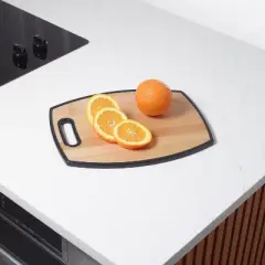12" x 15" Lightweight Cutting Board with Handle, Bamboo-Designed Plastic Cutting Board, Dishwasher Safe Kitchen Essential